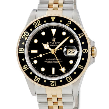 腕時計 ロレックス ROLEX GMTマスター2 16713 X番 自動巻き メンズ X番 K18YG×SS コンビ デイト 回転ベゼル 黒 ヴィンテージ