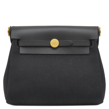 エルメス HERMES エールバッグジップ ミニ 20 ブラック キャンバス レザー トワルミリタリー ヴァッシュハンター ショルダーバッグ ゴールド金具 新品 未使用 黒