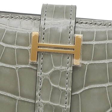 エルメス HERMES ベアンスフレ グリシマン アリゲーター 長財布 ゴールド金具 クロコ シャイン 二つ折り財布 2023年製