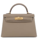 エルメス HERMES ミニケリードゥ 外縫い エトゥープ ヴォーエプソン 2WAYバッグ ゴールド金具 ショルダー 2023年製