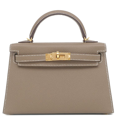 エルメス HERMES ミニケリードゥ 外縫い エトゥープ ヴォーエプソン 2WAYバッグ ゴールド金具 ショルダー 2023年製