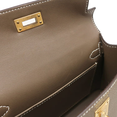 エルメス HERMES ミニケリードゥ 外縫い エトゥープ ヴォーエプソン 2WAYバッグ ゴールド金具 ショルダー 2023年製