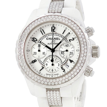 腕時計 シャネル CHANEL J12 クロノグラフ 41mm H1707 自動巻き メンズ 純正ダイヤ ホワイト セラミック デイト