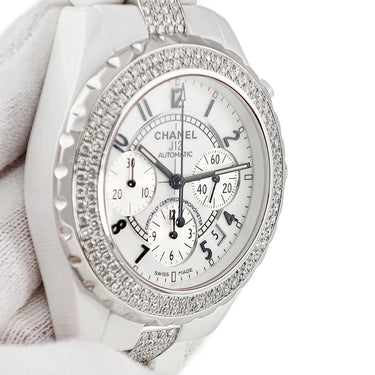 腕時計 シャネル CHANEL J12 クロノグラフ 41mm H1707 自動巻き メンズ 純正ダイヤ ホワイト セラミック デイト