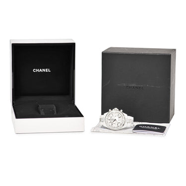 腕時計 シャネル CHANEL J12 クロノグラフ 41mm H1707 自動巻き メンズ 純正ダイヤ ホワイト セラミック デイト