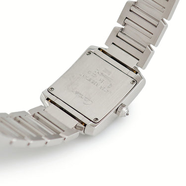 腕時計 カルティエ Cartier タンク フランセーズ SM WE1019S3 クオーツ レディース K18WG無垢 純正ダイヤ ライトブルー