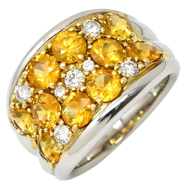 ノンブランド NON BRAND ゴールデンサファイア 3.6ct ダイヤモンド デザインリング イエロー×プラチナシルバー Pt900 サファイア ダイヤモンド リング 指輪 黄 プラチナ900 11.5号