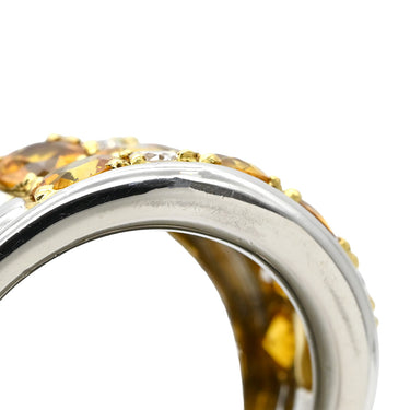 ノンブランド NON BRAND ゴールデンサファイア 3.6ct ダイヤモンド デザインリング イエロー×プラチナシルバー Pt900 サファイア ダイヤモンド リング 指輪 黄 プラチナ900 11.5号