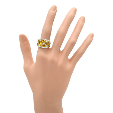 ノンブランド NON BRAND ゴールデンサファイア 3.6ct ダイヤモンド デザインリング イエロー×プラチナシルバー Pt900 サファイア ダイヤモンド リング 指輪 黄 プラチナ900 11.5号