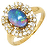 ノンブランド NON BRAND ブラックオパール 0.82ct ダイヤ マルチカラー×イエローゴールド K18YG ブラックオパール ダイヤモンド リング 指輪 18K 750 YG 遊色 オーバル 12号