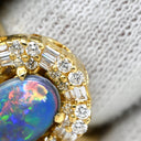 ノンブランド NON BRAND ブラックオパール 0.82ct ダイヤ マルチカラー×イエローゴールド K18YG ブラックオパール ダイヤモンド リング 指輪 18K 750 YG 遊色 オーバル 12号