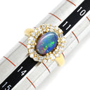 ノンブランド NON BRAND ブラックオパール 0.82ct ダイヤ マルチカラー×イエローゴールド K18YG ブラックオパール ダイヤモンド リング 指輪 18K 750 YG 遊色 オーバル 12号