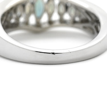 ノンブランド NON BRAND アレキサンドライト 0.75ct グリーン×プラチナシルバー Pt950 アレキサンドライト リング 指輪 緑 プラチナ 9P 9石 9粒 マーキスカット 13号
