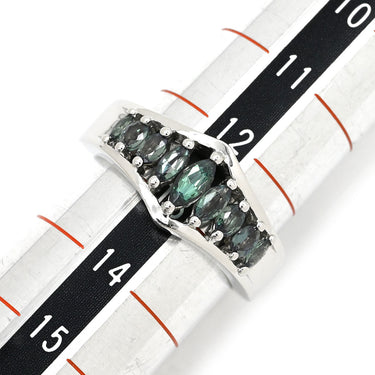 ノンブランド NON BRAND アレキサンドライト 0.75ct グリーン×プラチナシルバー Pt950 アレキサンドライト リング 指輪 緑 プラチナ 9P 9石 9粒 マーキスカット 13号