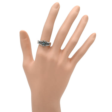 ノンブランド NON BRAND アレキサンドライト 0.75ct グリーン×プラチナシルバー Pt950 アレキサンドライト リング 指輪 緑 プラチナ 9P 9石 9粒 マーキスカット 13号