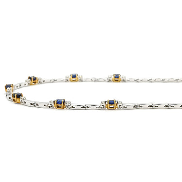 ピキョッティ PICCHIOTTI ブルーサファイア バーリンク ブルー×ホワイトゴールド K18WG ダイヤモンド ブルーサファイア ネックレス Au750 18金 WG ダイヤ 0.60ct ステーション ネックレス