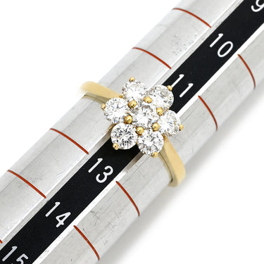 アスプレイ Asprey フラワーモチーフ ダイヤ イエローゴールド K18YG ダイヤモンド リング 指輪 花 750 18K 18金 YG パヴェ 12号