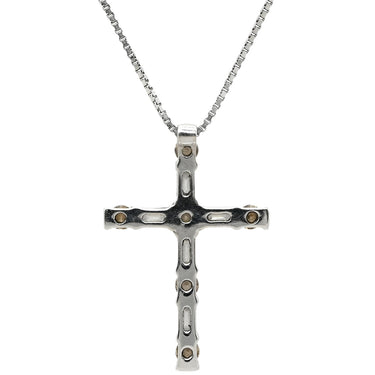 ダミアーニ DAMIANI ルミエール クロス ダイヤ ペンダント ブラウン×ホワイトゴールド K18WG ダイヤモンド ネックレス 十字架 ブラウンダイヤ
