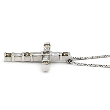ダミアーニ DAMIANI ルミエール クロス ダイヤ ペンダント ブラウン×ホワイトゴールド K18WG ダイヤモンド ネックレス 十字架 ブラウンダイヤ