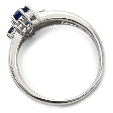 タサキ TASAKI サファイア ダイヤモンド ブルー×プラチナシルバー Pt900 サファイア ダイヤモンド リング 指輪 青 Pt900 オーバル アシンメトリー 16号