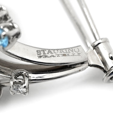 STAURINO FRATELLI スタウリーノ フラテッリ ダイヤ 色石 ホワイトゴールド K18WG ダイヤモンド 色石 K14WG(留具) ブローチ Au750 K18×K14 スプレーブローチ フラワー ダブルピン