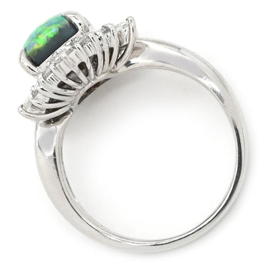 ノンブランド NON BRAND ブラックオパール 1.78ct ダイヤモンド 0.54ct プラチナシルバー Pt900 ブラックオパール ダイヤモンド リング 指輪 Pt900 遊色 オーバル 1石 マルチカラー 虹彩オパール 12号