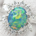 ノンブランド NON BRAND ブラックオパール 1.78ct ダイヤモンド 0.54ct プラチナシルバー Pt900 ブラックオパール ダイヤモンド リング 指輪 Pt900 遊色 オーバル 1石 マルチカラー 虹彩オパール 12号