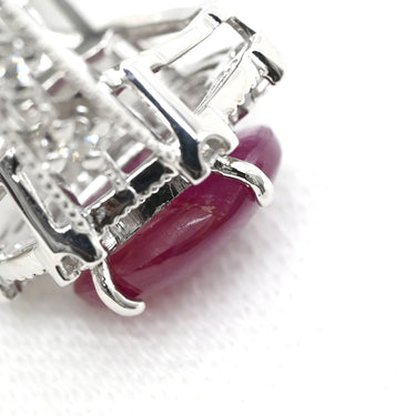 ノンブランド NON BRAND スタールビー 2.535ct ダイヤモンド レッド×プラチナシルバー Pt900 ルビー ダイヤモンド リング 指輪 赤 1石 1粒 プラチナ900 オーバルカボション 12号