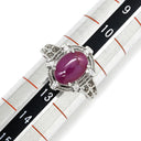 ノンブランド NON BRAND スタールビー 2.535ct ダイヤモンド レッド×プラチナシルバー Pt900 ルビー ダイヤモンド リング 指輪 赤 1石 1粒 プラチナ900 オーバルカボション 12号