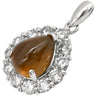 ノンブランド NON BRAND キャッツアイ 3.65ct ダイヤ 0.92ct ブラウン×プラチナシルバー Pt900 ダイヤモンド クリソベリルキャッツアイ ペンダントトップ 茶 1P 1粒 1石 ネックレストップ Pt900 カボションカット