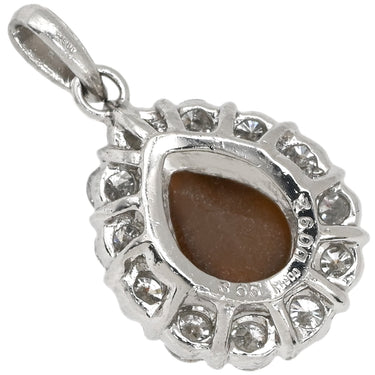 ノンブランド NON BRAND キャッツアイ 3.65ct ダイヤ 0.92ct ブラウン×プラチナシルバー Pt900 ダイヤモンド クリソベリルキャッツアイ ペンダントトップ 茶 1P 1粒 1石 ネックレストップ Pt900 カボションカット