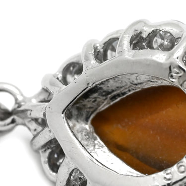 ノンブランド NON BRAND キャッツアイ 3.65ct ダイヤ 0.92ct ブラウン×プラチナシルバー Pt900 ダイヤモンド クリソベリルキャッツアイ ペンダントトップ 茶 1P 1粒 1石 ネックレストップ Pt900 カボションカット