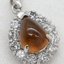 ノンブランド NON BRAND キャッツアイ 3.65ct ダイヤ 0.92ct ブラウン×プラチナシルバー Pt900 ダイヤモンド クリソベリルキャッツアイ ペンダントトップ 茶 1P 1粒 1石 ネックレストップ Pt900 カボションカット