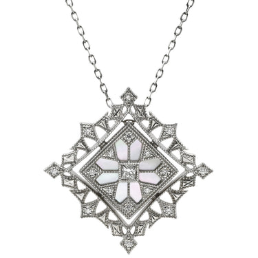 ミキモト MIKIMOTO コルテージュ ペンダント ホワイトゴールド K18WG ダイヤモンド シェル ネックレス MIKIMOTO K18 WG