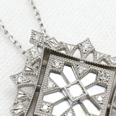 ミキモト MIKIMOTO コルテージュ ペンダント ホワイトゴールド K18WG ダイヤモンド シェル ネックレス MIKIMOTO K18 WG