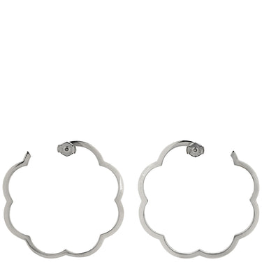 シャネル CHANEL カメリア フープピアス ホワイトゴールド K18WG ピアス CHANEL Au750 WG オープンワーク フラワー ラージ