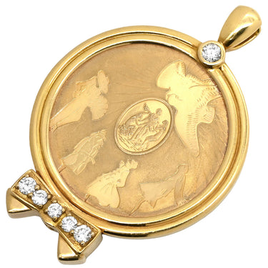 ニナリッチ NINA RICCI ダイヤ コインネックレス イエローゴールド K18YG ダイヤモンド ペンダントトップ NINA RICCI Au750 18K 18金 メダル コイン型 リボン