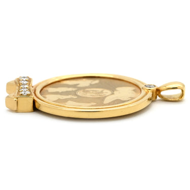 ニナリッチ NINA RICCI ダイヤ コインネックレス イエローゴールド K18YG ダイヤモンド ペンダントトップ NINA RICCI Au750 18K 18金 メダル コイン型 リボン
