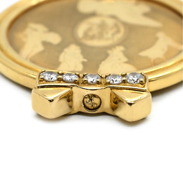 ニナリッチ NINA RICCI ダイヤ コインネックレス イエローゴールド K18YG ダイヤモンド ペンダントトップ NINA RICCI Au750 18K 18金 メダル コイン型 リボン