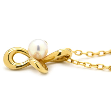 ミキモト MIKIMOTO パール パールホワイト×イエローゴールド K18YG パール ネックレス MIKIMOTO 18K 18金 Au750 1P 1石 1粒 フラワーモチーフ