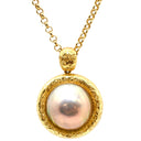 タサキ TASAKI 大粒パール ペンダント グレー×イエローゴールド K18YG パール ネックレス Au750 18K 18金 YG たたき加工 ヴィンテージ 半円形 パール 15mm
