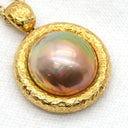 タサキ TASAKI 大粒パール ペンダント グレー×イエローゴールド K18YG パール ネックレス Au750 18K 18金 YG たたき加工 ヴィンテージ 半円形 パール 15mm