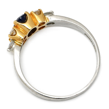 ノンブランド NON BRAND サファイア 0.88ct ダイヤモンド ブルー×プラチナシルバー Pt900 K18YG サファイア ダイヤモンド リング 指輪 青 プラチナ900 18K 750 YG コンビ オーバル 16号