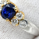 ノンブランド NON BRAND サファイア 0.88ct ダイヤモンド ブルー×プラチナシルバー Pt900 K18YG サファイア ダイヤモンド リング 指輪 青 プラチナ900 18K 750 YG コンビ オーバル 16号