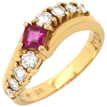 ミキモト MIKIMOTO ルビー ダイヤ レッド×イエローゴールド K18YG ルビー ダイヤモンド リング 指輪 K18YG Au750 18K 18金 ミックスカット 10.5号