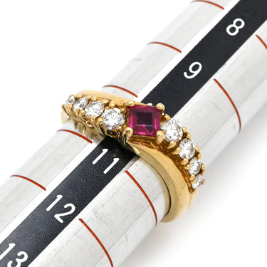 ミキモト MIKIMOTO ルビー ダイヤ レッド×イエローゴールド K18YG ルビー ダイヤモンド リング 指輪 K18YG Au750 18K 18金 ミックスカット 10.5号