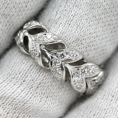 ミキモト MIKIMOTO ダイヤモンド リング プラチナシルバー Pt950 ダイヤモンド リング 指輪 MIKIMOTO 0.24ct Pt950 PT リーフデザイン ツイスト 9号