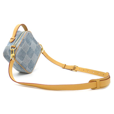 ルイヴィトン LOUIS VUITTON チェス メッセンジャー N40706 ブルー レザー ダミエデニム 2WAYバッグ ゴールド金具 ハンドハッグ ショルダー 青