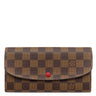 ルイヴィトン LOUIS VUITTON ポルトフォイユ エミリー N63544 ルージュ ダミエキャンバス 長財布 ゴールド金具 茶 赤 二つ折り