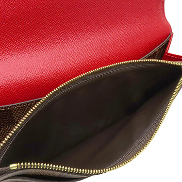 ルイヴィトン LOUIS VUITTON ポルトフォイユ エミリー N63544 ルージュ ダミエキャンバス 長財布 ゴールド金具 茶 赤 二つ折り